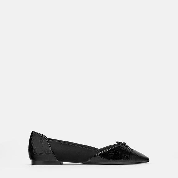 🔥Last one🔥Zara BALLET FLATS WITH BOW Black 129 - Picture 3 of 5